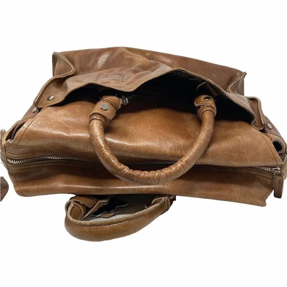 Amerileather Holmes Investigator Bag Brown Leather Pockets Dual Handle New